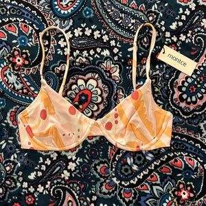 NWT Montce Women's Orange Patterned Swim Top